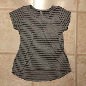 High-Low Striped T-Shirt with Pocket